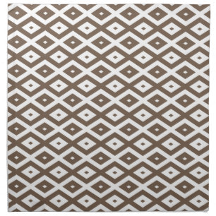 Taupe brown and white diamond pattern cloth napkin