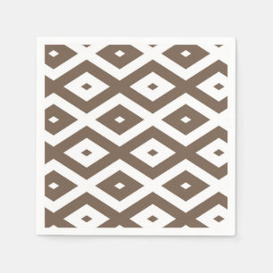 Taupe brown and white diamond pattern napkins