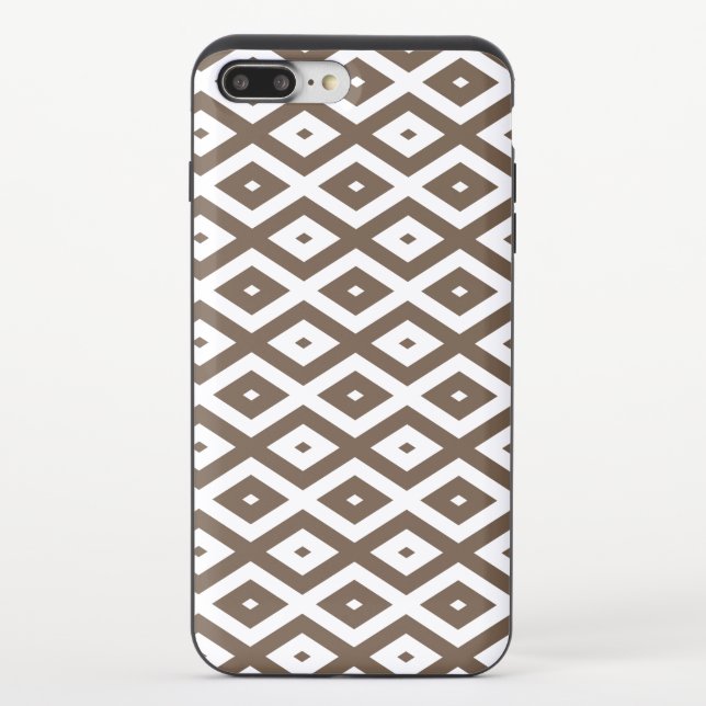 Taupe brown and white diamond pattern uncommon iPhone case (Back)