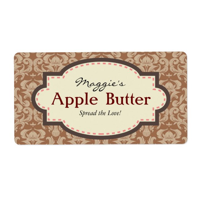 Taupe & Brown Apple Butter Jam Jar Labels (Front)