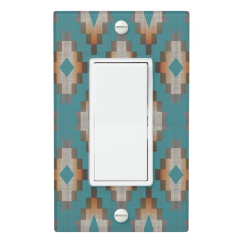 Taupe Brown Blue Teal Orange Tribal Art Pattern Light Switch Cover