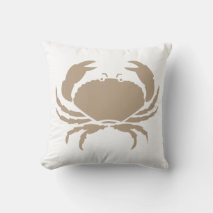 taupe brown CRAB WHITE  pillow