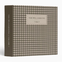Taupe Brown Gingham Personalized Family Photo