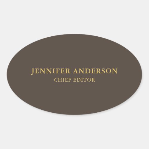 Taupe Brown  Gold Color Professional Modern Plain Oval Sticker