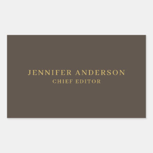Taupe Brown & Gold Color Professional Modern Plain Rectangular Sticker