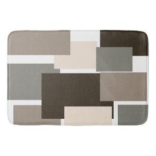 Taupe, Brown, Gray and Ivory Rectangles  Bath Mat