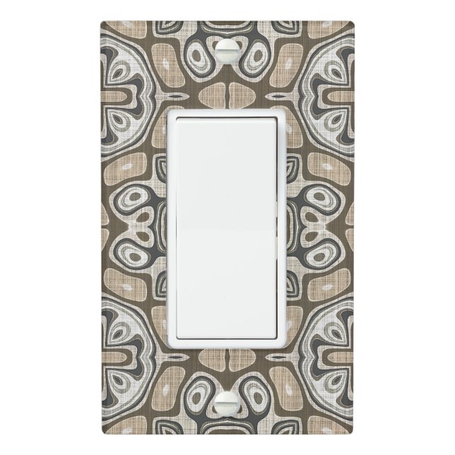 Taupe Brown Gray Beige Hip Bohemian Art Motif Light Switch Cover (In Situ)