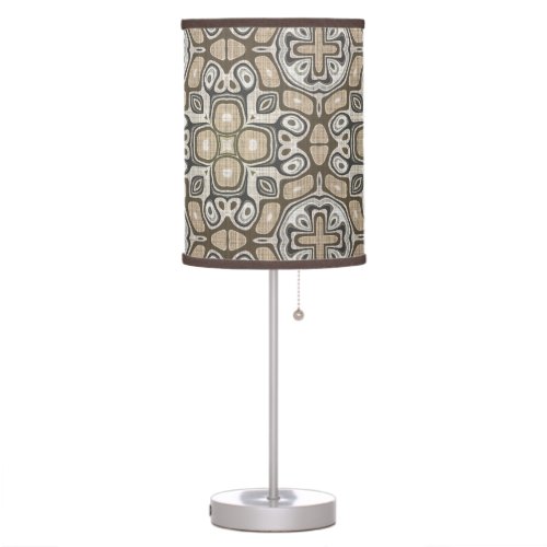 Taupe Brown Gray Beige Hip Bohemian Art Motif Table Lamp