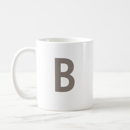 Taupe brown large simple initial monogram modern coffee mug