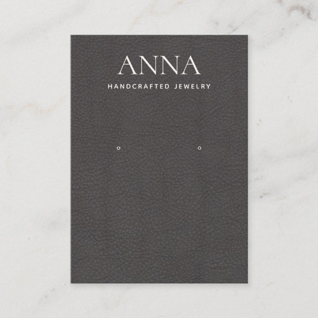 Taupe Brown Leather Earring Display Business Card (Front)
