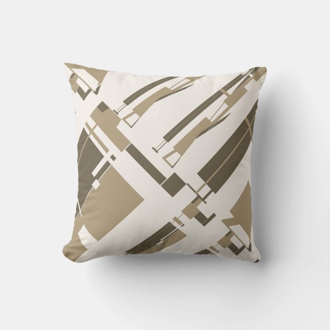 Taupe Brown Slanted Lines Shapes Southwest Look Throw Pillow (Front)