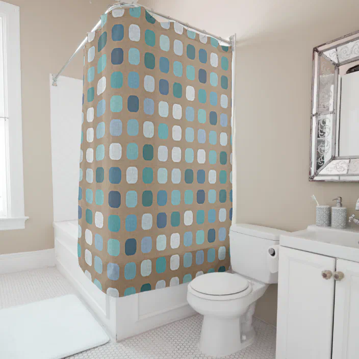 Taupe Brown Teal Turquoise Blue Round, Teal Green And Brown Shower Curtains