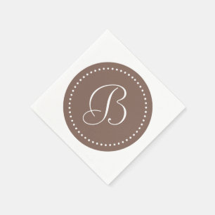 Taupe Brown/White Dot Monogram Napkins