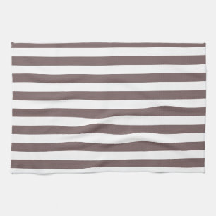Taupe Brown & White Stripes; Striped Kitchen Towel