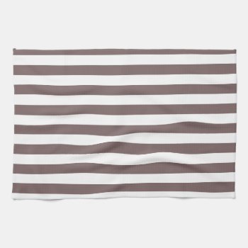 Taupe Brown & White Stripes; Striped Kitchen Towel by Birthday_Party_House at Zazzle