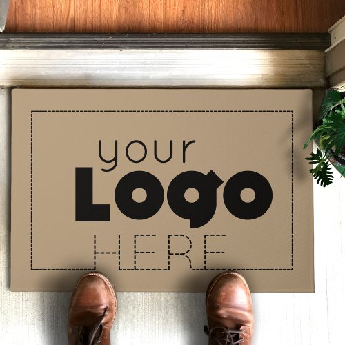 Taupe Business Welcome Mat Company Logo Doormat
