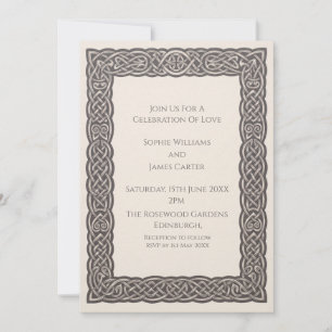 Taupe Celtic Knot Wedding Invitation