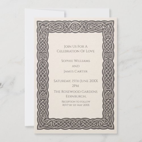 Taupe Celtic Knot Wedding Invitation