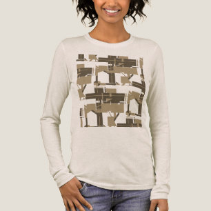 Taupe Charcoal Grey Off-white Geometric MCM Look Tri-Blend Shirt