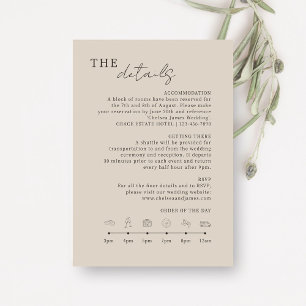 Taupe   Chic Minimalist Wedding Details Icons Enclosure Card