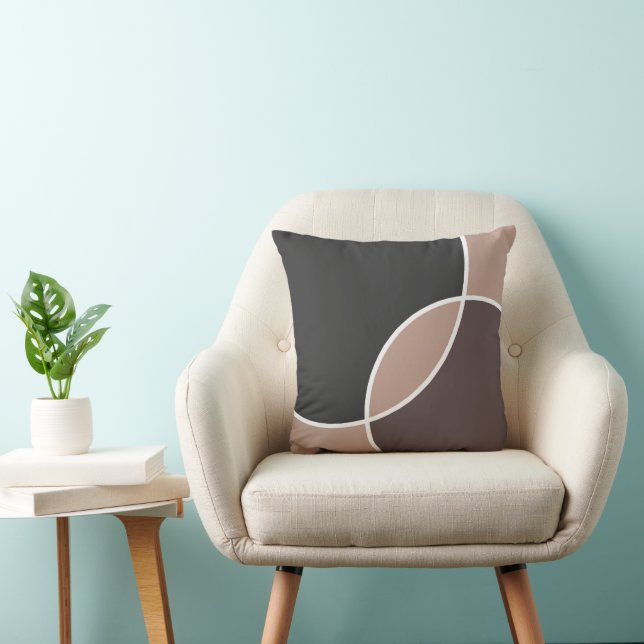 Taupe Circles  Throw Pillow (Chair)