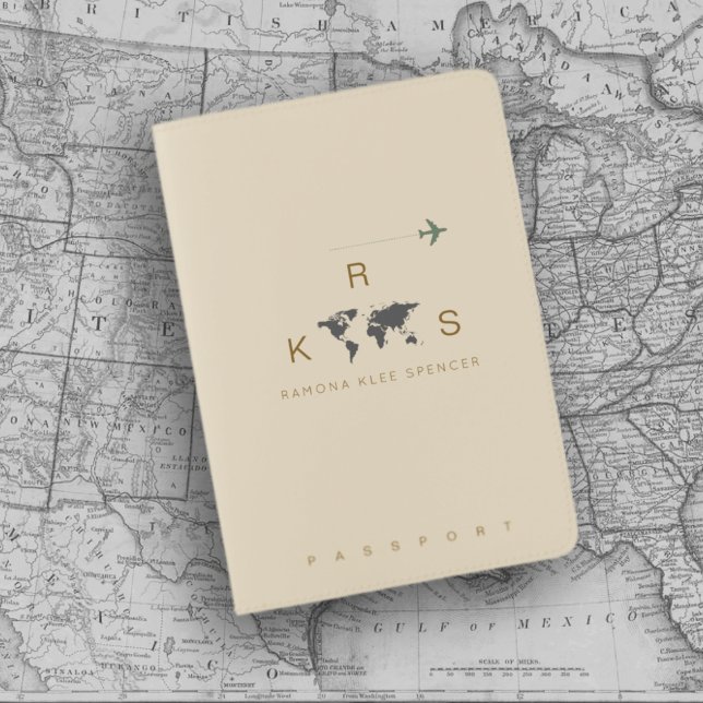 Taupe Clean Monogram Travel Passport Holder (Creator Uploaded)