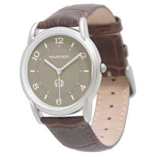 Taupe Coffee Color Decor Personalized Watch