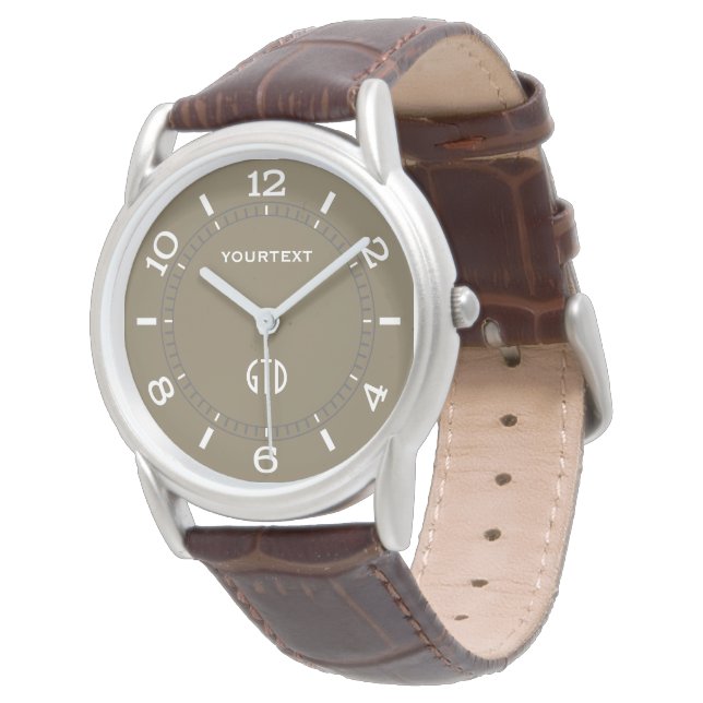 Taupe Coffee Color Decor Personalized Watch (Angled)