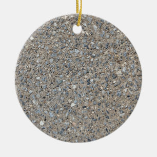 Taupe Concrete Cement Blue Aggregate Sidewalk Ceramic Ornament