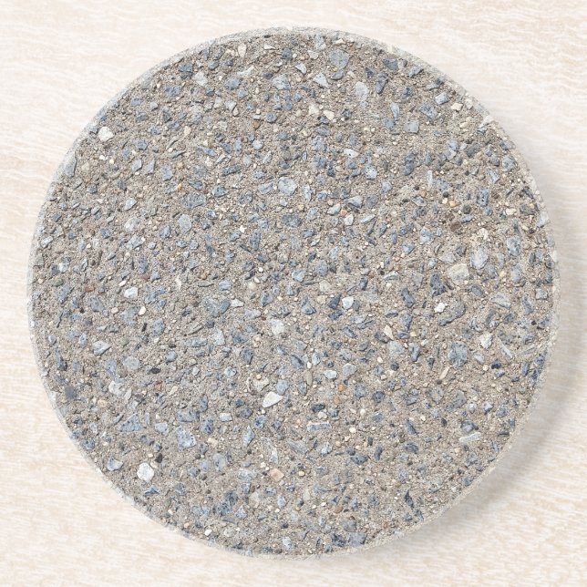Taupe Concrete Cement Blue Aggregate Sidewalk Coaster (Front)