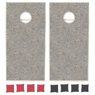 Taupe Concrete Cement Blue Aggregate Sidewalk Cornhole Set