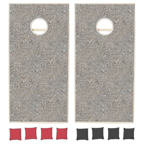 Taupe Concrete Cement Blue Aggregate Sidewalk Cornhole Set