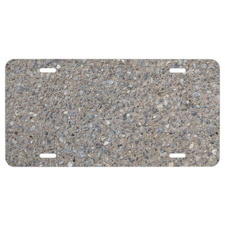 Taupe Concrete Cement Blue Aggregate Sidewalk License Plate