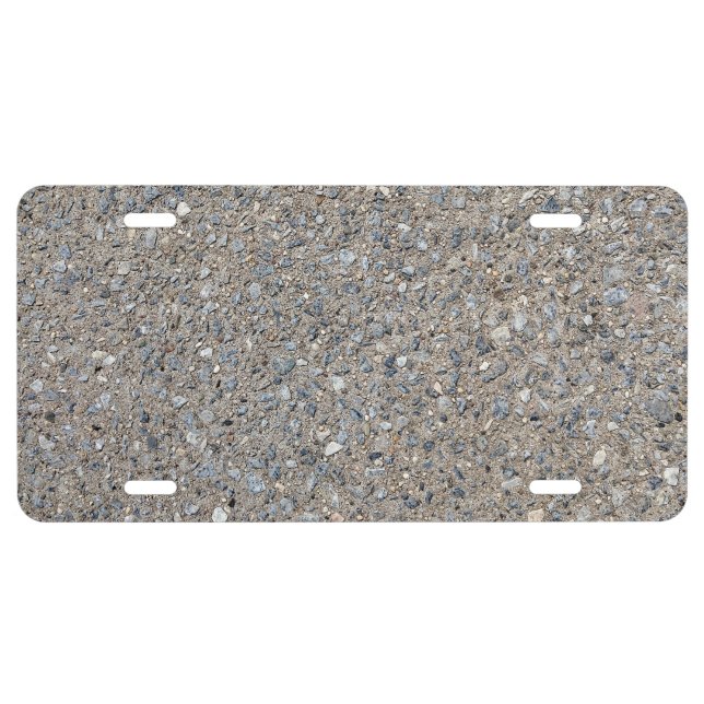 Taupe Concrete Cement Blue Aggregate Sidewalk License Plate (Front)