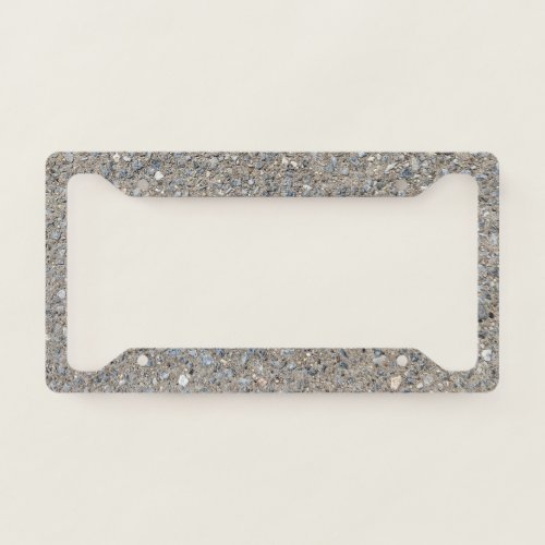 Taupe Concrete Cement Blue Aggregate Sidewalk License Plate Frame