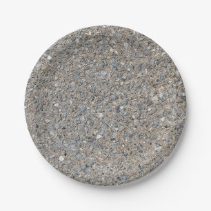 Taupe Concrete Cement Blue Aggregate Sidewalk Paper Plates