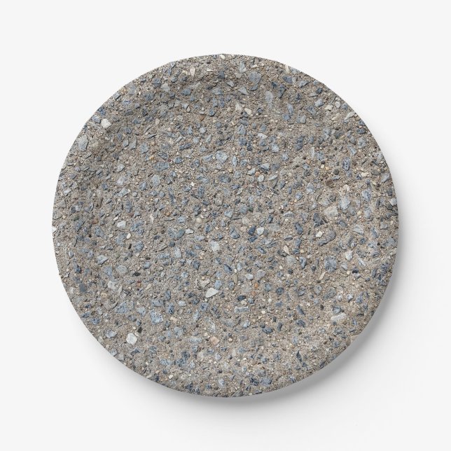 Taupe Concrete Cement Blue Aggregate Sidewalk Paper Plates (Front)