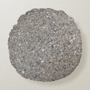 Taupe Concrete Cement Blue Aggregate Sidewalk Round Pillow
