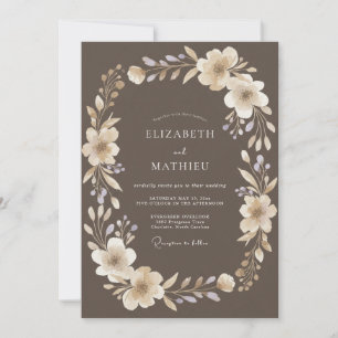Taupe Cream Blossom Wedding Invitation