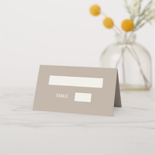 Taupe cream modern simple place card