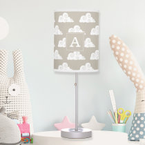 Taupe Cute Cloud Pattern Monogrammed table lamp