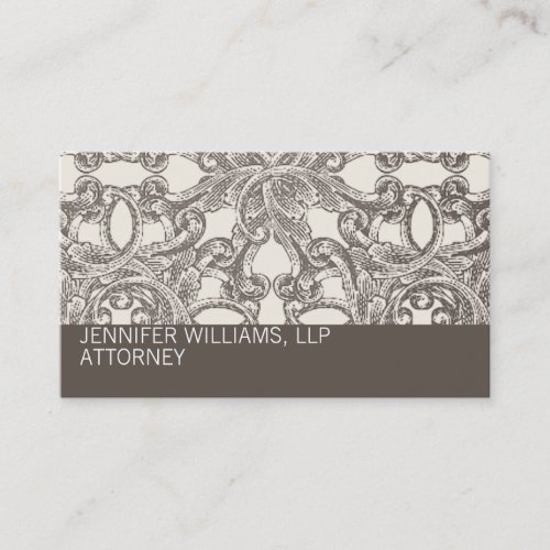 Taupe Damask Attorney Lawyer Business Card