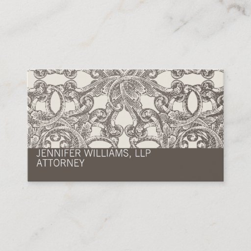 Customizable Taupe Damask Attorney Lawyer Business Card