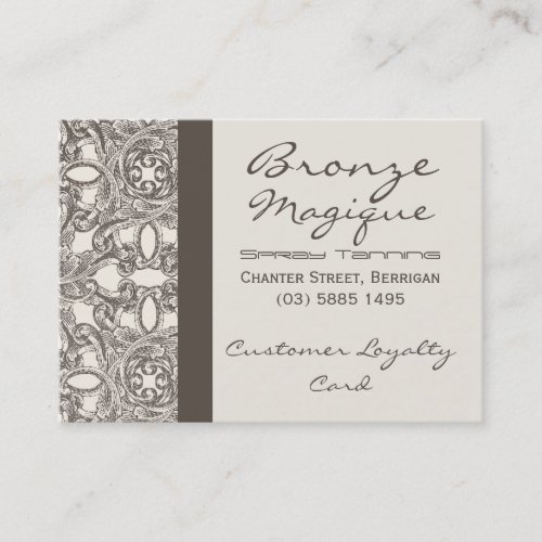 Taupe Damask Business Customer Loyalty Cards Business Card Template