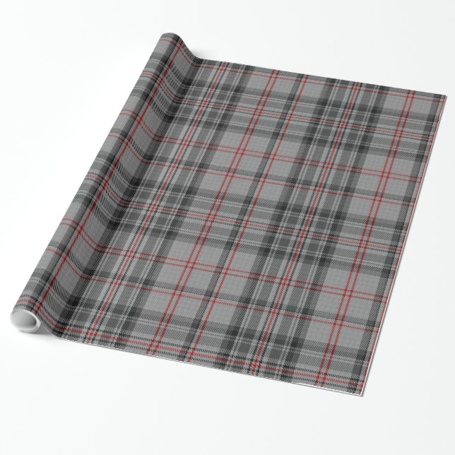 Taupe Dark Gray Red Black Tartan Plaid Wrapping Paper (Unrolled)