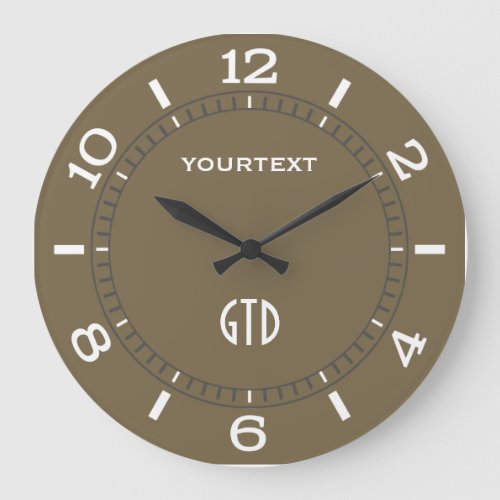 Taupe Decor Dial Easily Personalized Large Clock