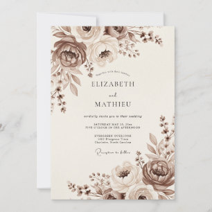 Taupe Delicate Vintage Wedding Invitation