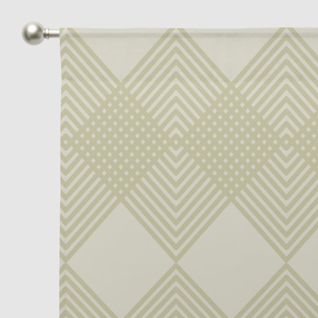 Taupe Diamonds Argyle Circuit Tile Pattern Sheer Curtains (Pocket)