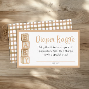 Taupe Diaper Raffle Card Baby Shower Insert