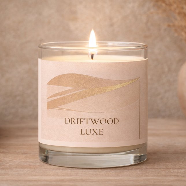 Taupe Drift Glow Scented Jar Candle (Taupe coastal glow with champagne driftwood detail for refined home styling)